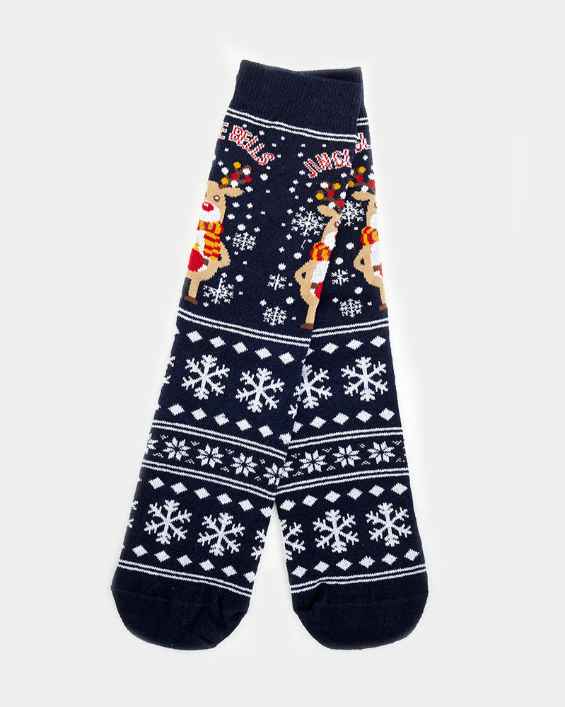 Chaussettes de Noël Unisexes avec Renne et Neige