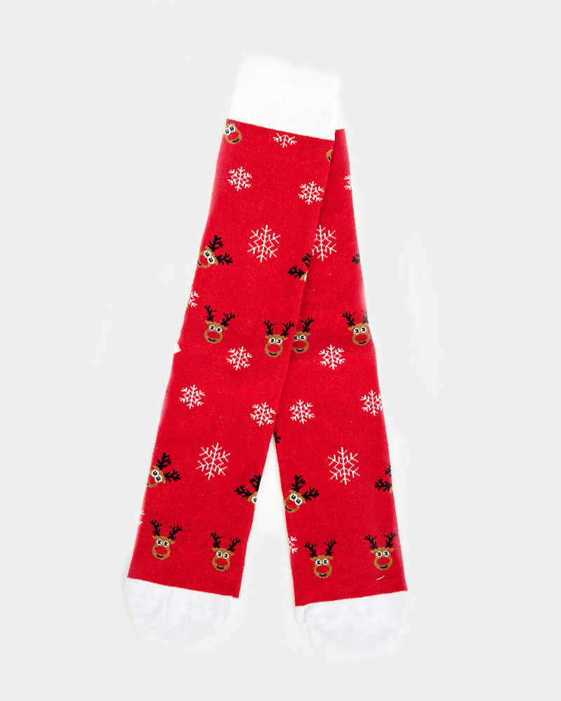 Chaussettes de Noël Unisexes Rouges avec le Renne Rudolph
