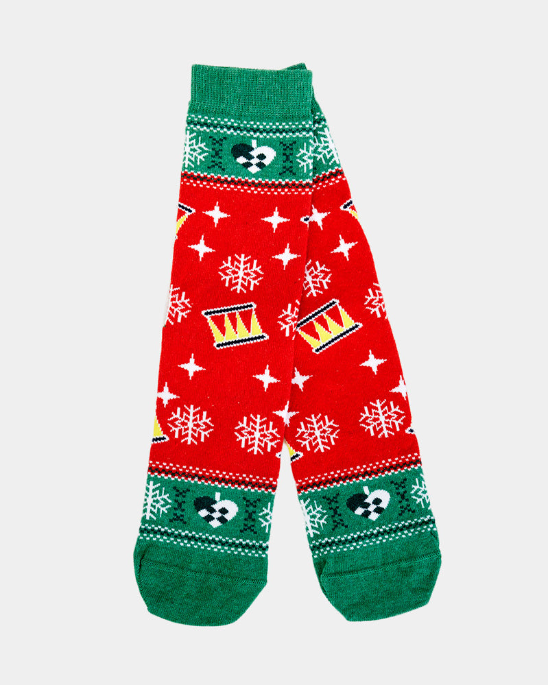 Chaussettes de Noël Unisexes Rouges et Vertes avec Sapin de Noël