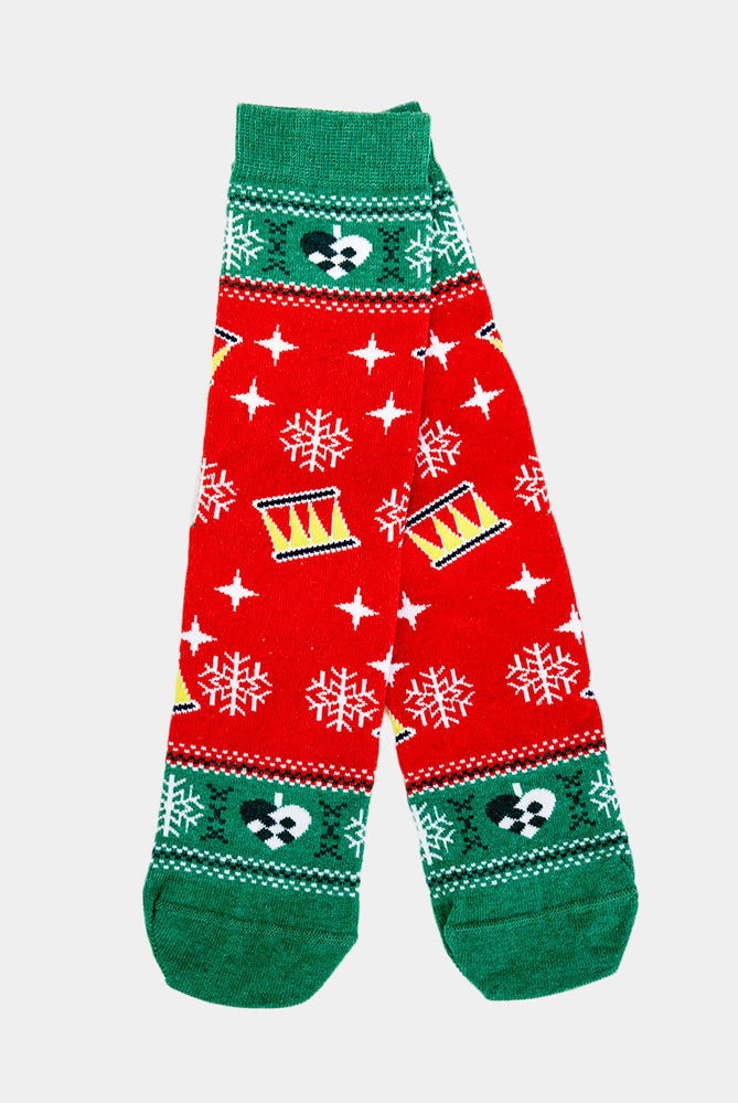 Chaussettes de Noël Unisexes Rouges et Vertes avec Sapin de Noël