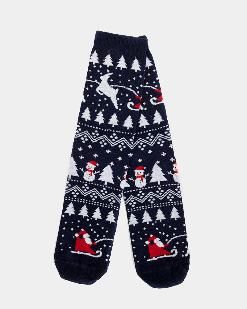 Chaussettes de Noël Unisexes avec Sapins, Bonhommes de Neige et Père Noël