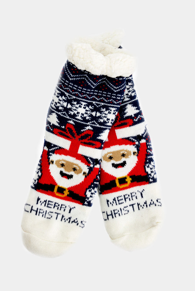 Chaussons Chaussettes de Noël Père Noël avec Cadeau