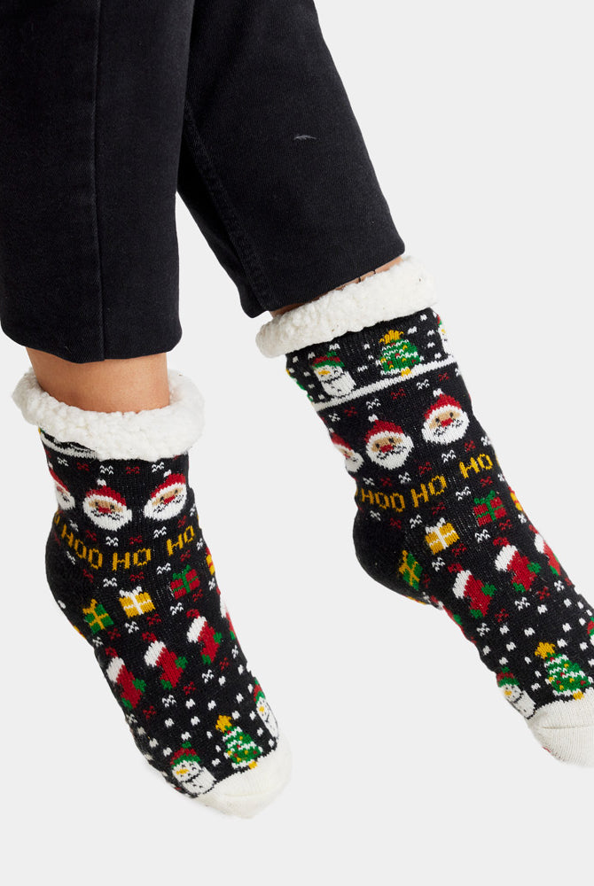 Chaussons Chaussettes de Noël Père Noël, Cadeaux et Bonhommes de Neige Femme et Homme