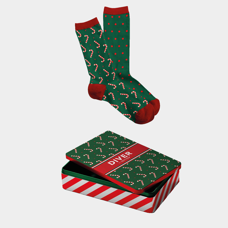 Lot de 2 paires Chaussettes de Nöel + Boîte Cadeau de Noël