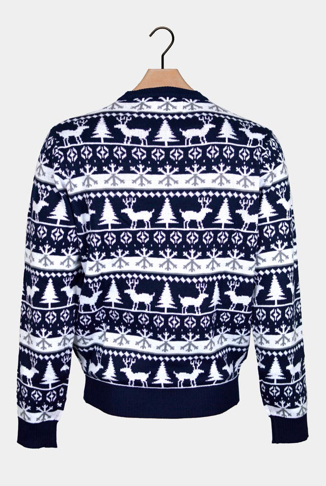 Pull de Noël Bandes avec Rennes et Sapins dos
