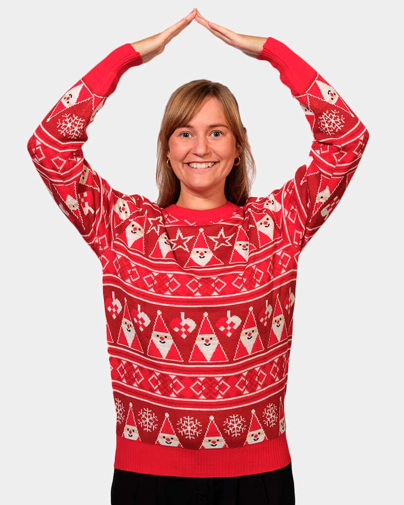 Pull de Noël Bandes Rouge et Père Noël Femme