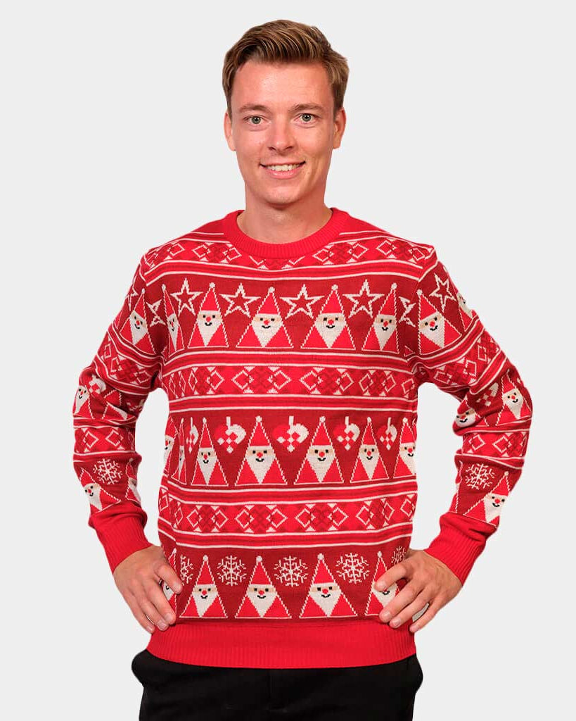 Pull de Noël Bandes Rouge et Père Noël Homme