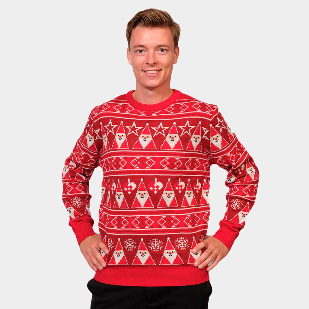 Pull de Noël Bandes Rouge et Père Noël Homme
