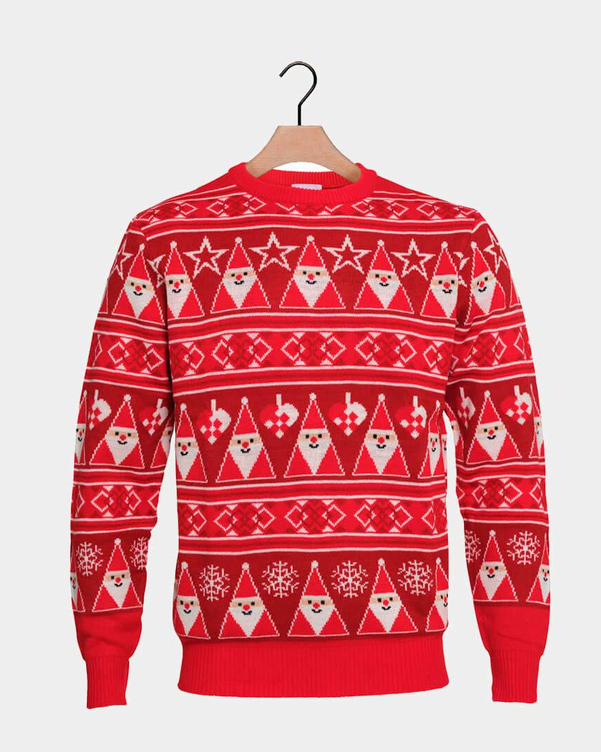 Pull de Noël Bandes Rouge et Père Noël