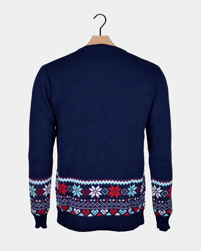 Pull de Noël Bleu Marine Merry Christmas Dos