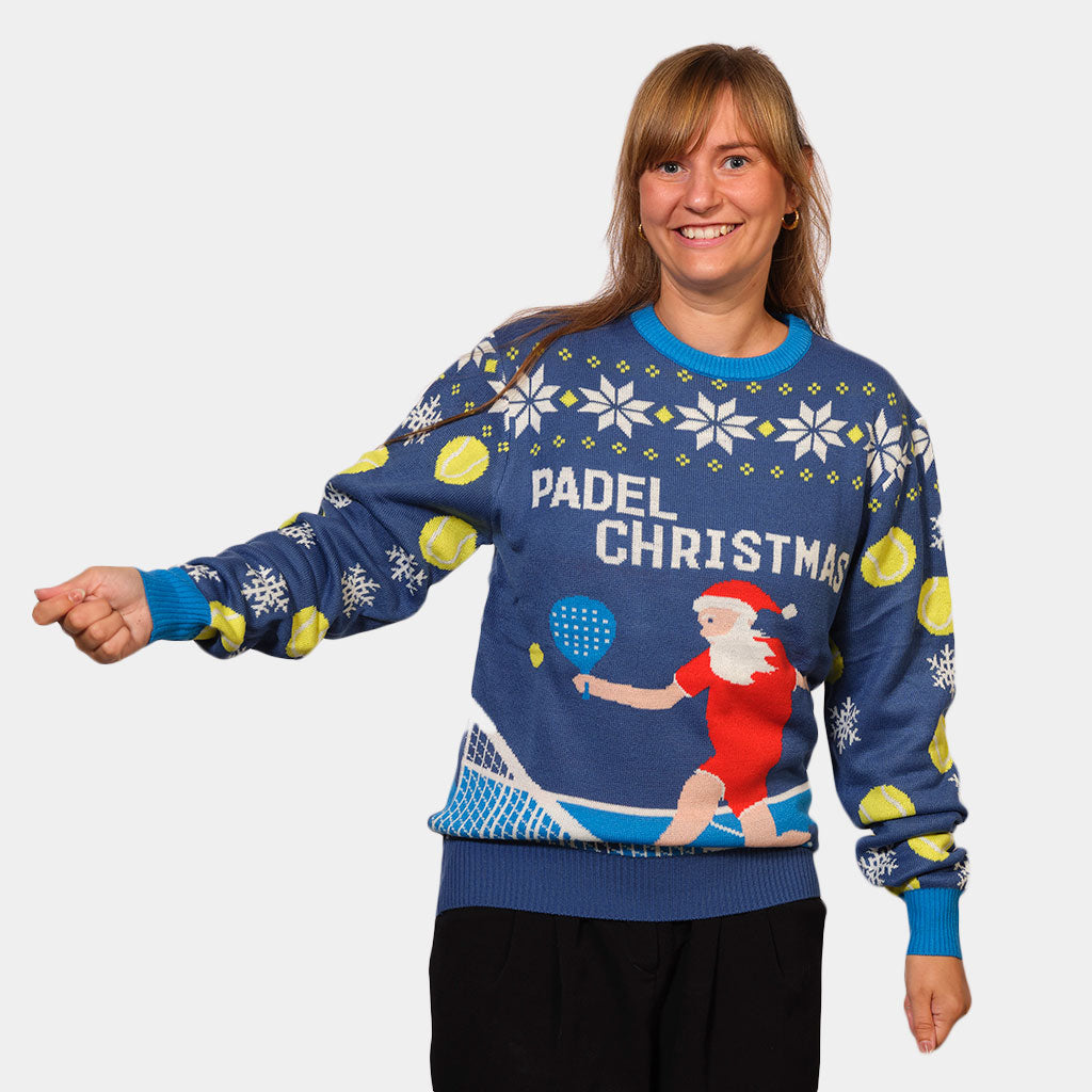 Pull de Noël Bleu Padel Christmas Femme