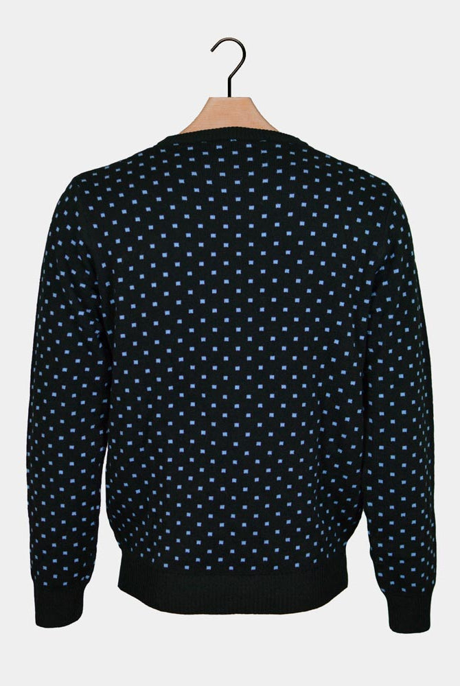 Pull de Noël Bleu Renne au Nez Rouge 3D Dos