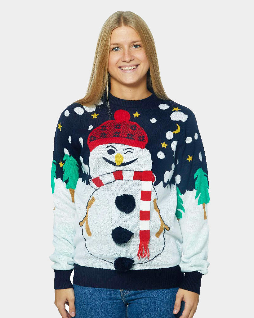 Pull de Noël Bonhomme de Neige 3D Femme