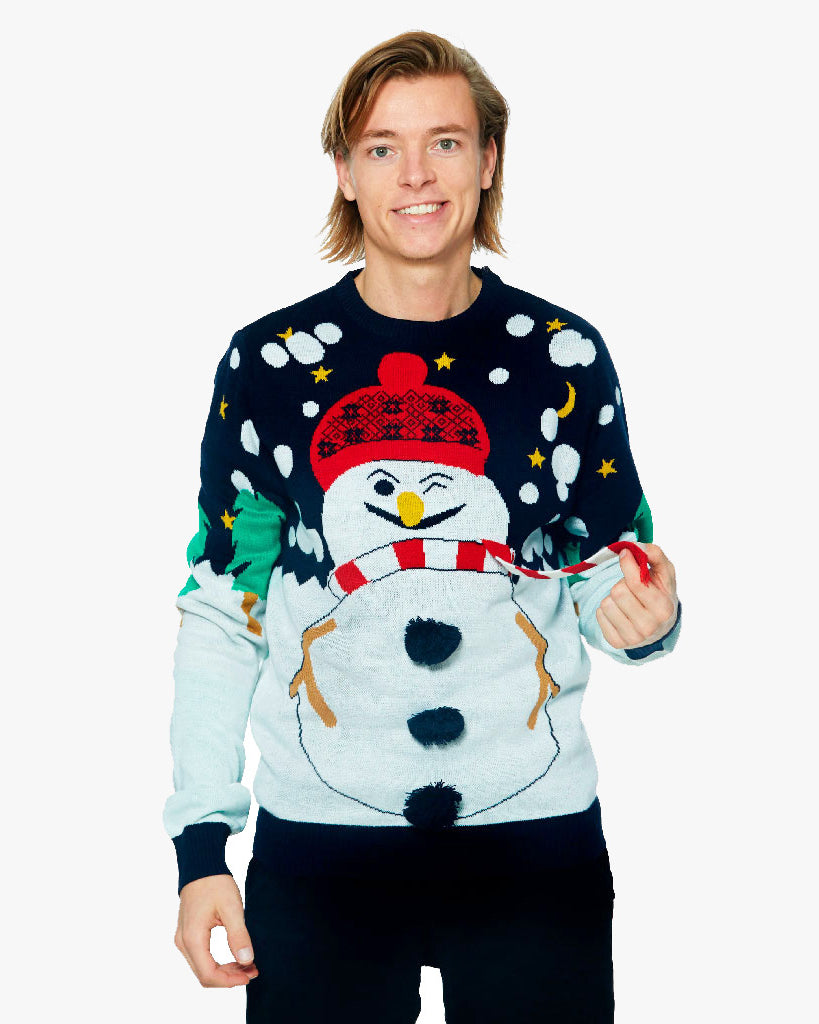 Pull de Noël Bonhomme de Neige 3D Homme