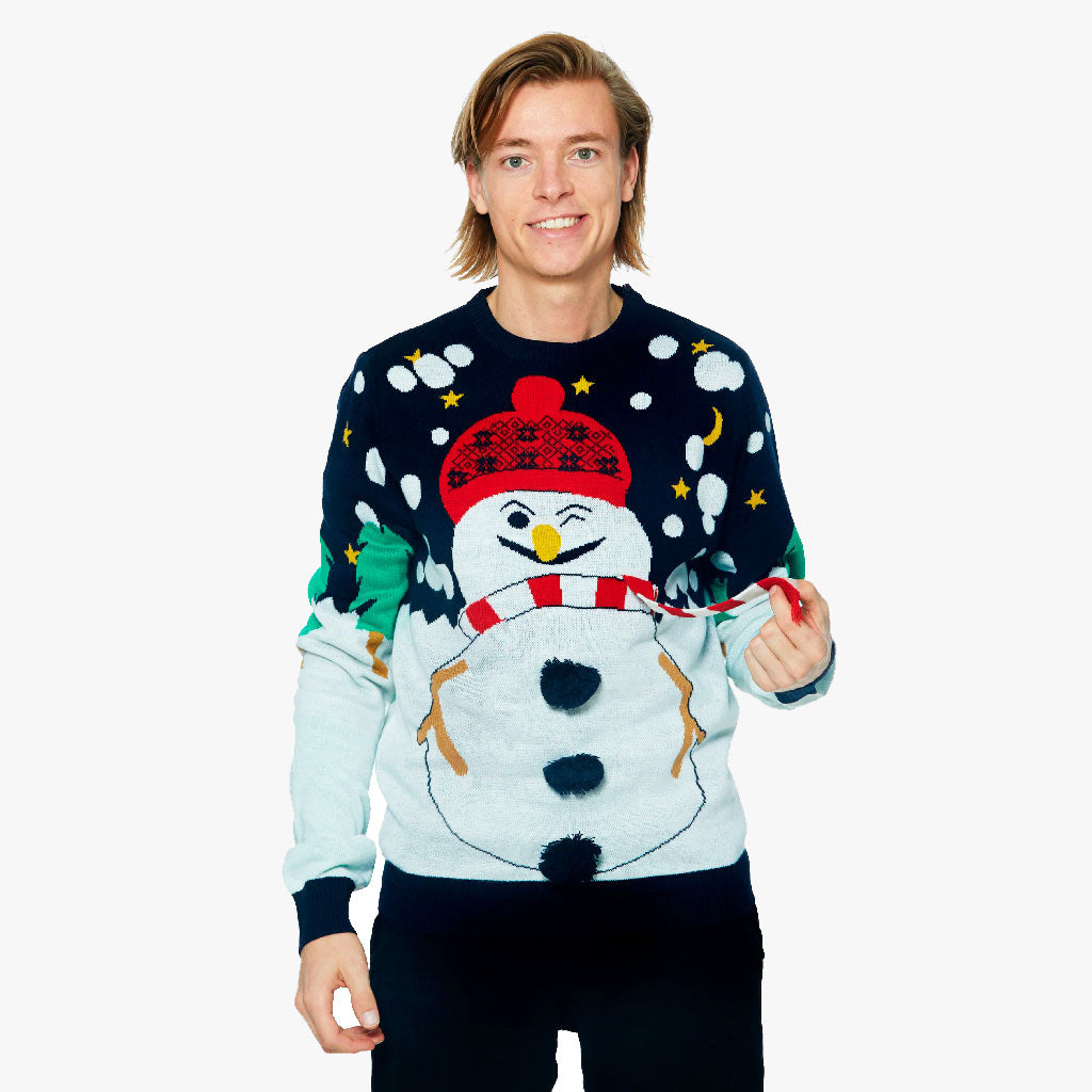 Pull de Noël Bonhomme de Neige 3D Homme