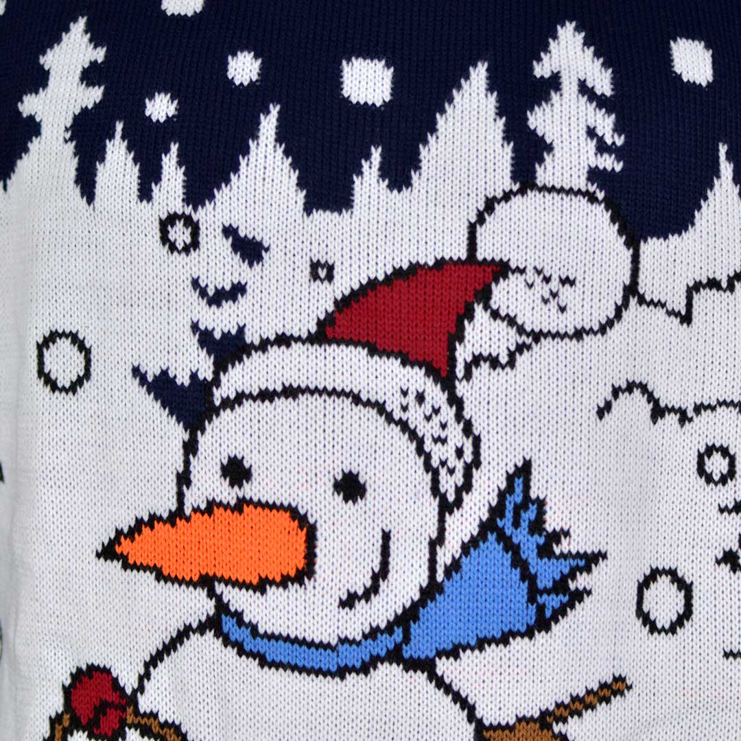 Pull de Noël Bonhomme de Neige en Traîneau Détail