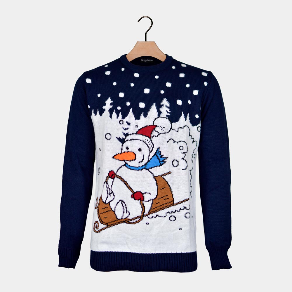 Pull de Noël Bonhomme de Neige en Traîneau