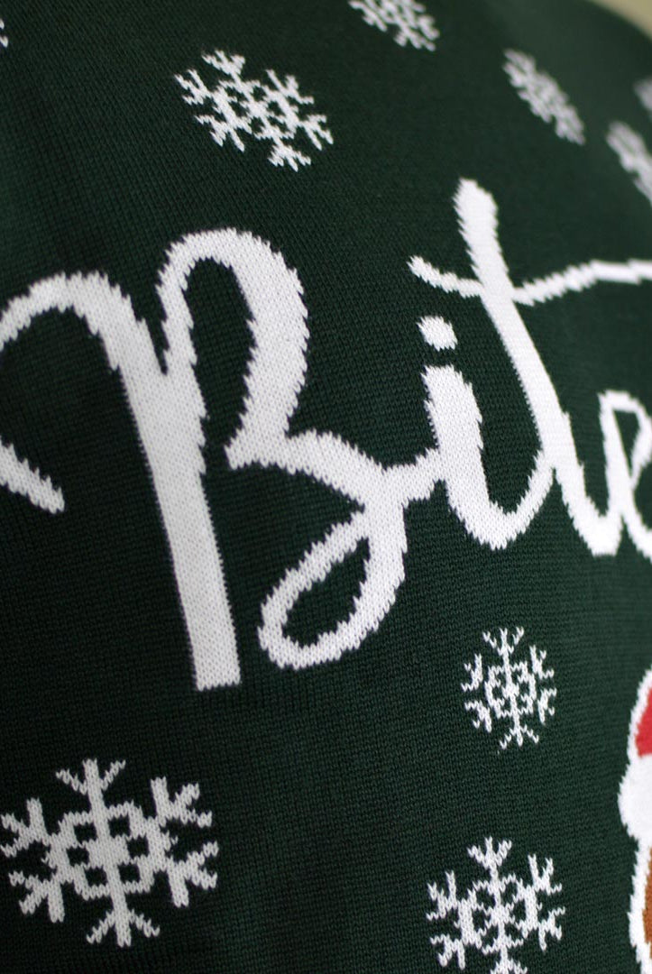 Pull de Noël pour Famille Bonhomme de Pain d'épices Coton Bio Détail détail neige