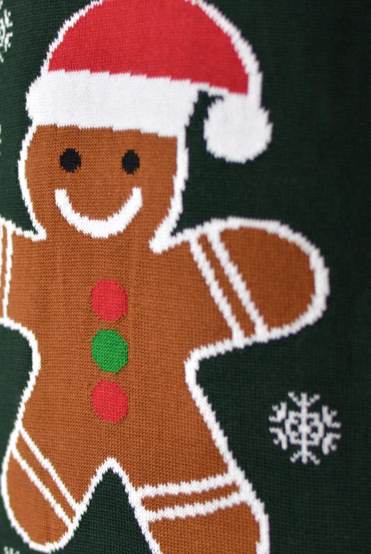 Pull de Noël pour Famille Bonhomme de Pain d'épices Coton Bio détail