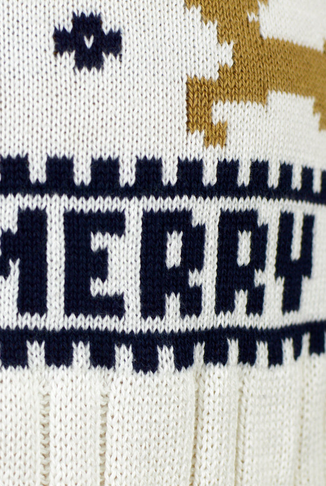 Pull de Noël pour Enfants Blanc Élégant avec Rennes Coton Bio Détail