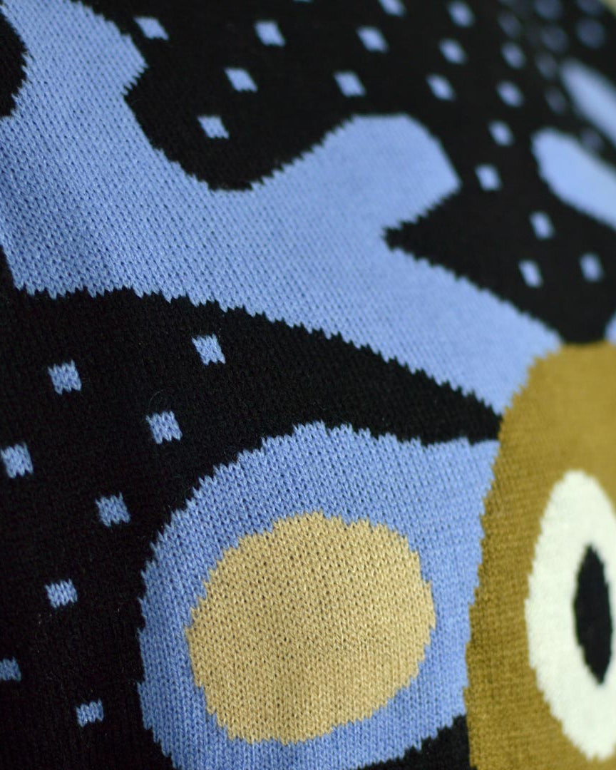 Pull de Noël pour Enfants Bleu Renne avec Nez Rouge 3D Détail Neige