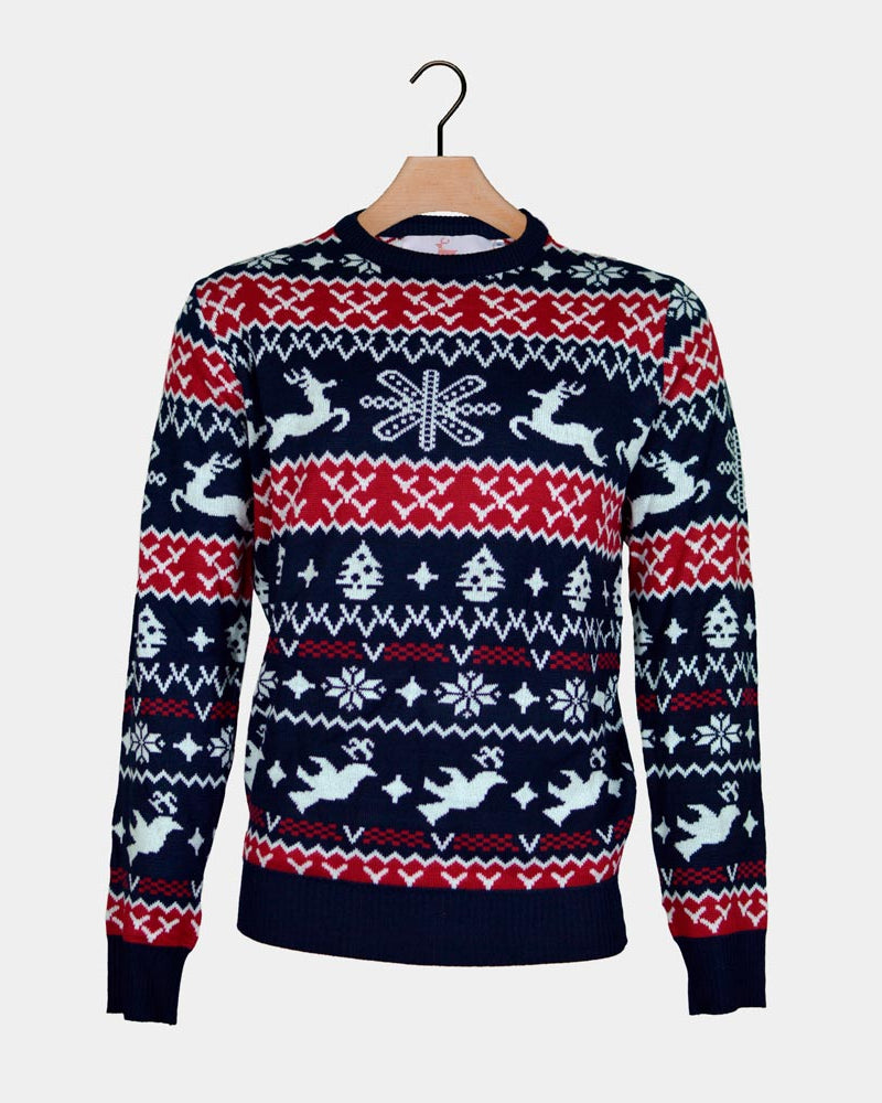 Pull de Noël pour Enfants Rennes et Motifs de Noël