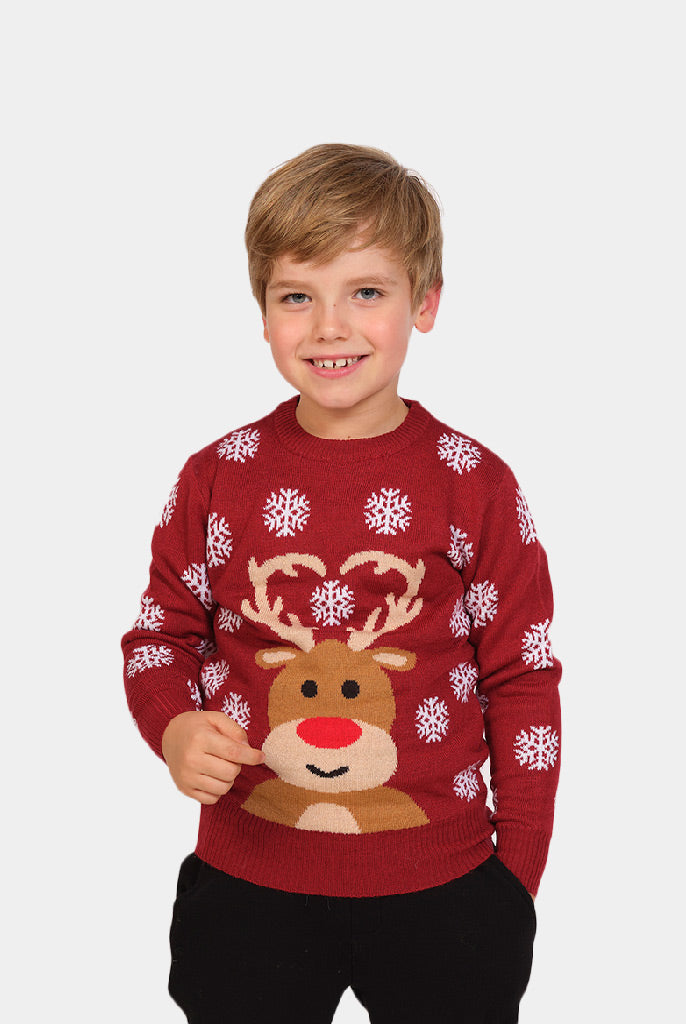 Pull de Noël pour Enfants avec Rudolph le Renne Rouge Garçon