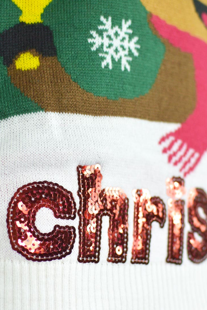 Pull de Noël pour Enfants Vert Holly Jolly Sequins Dçetail
