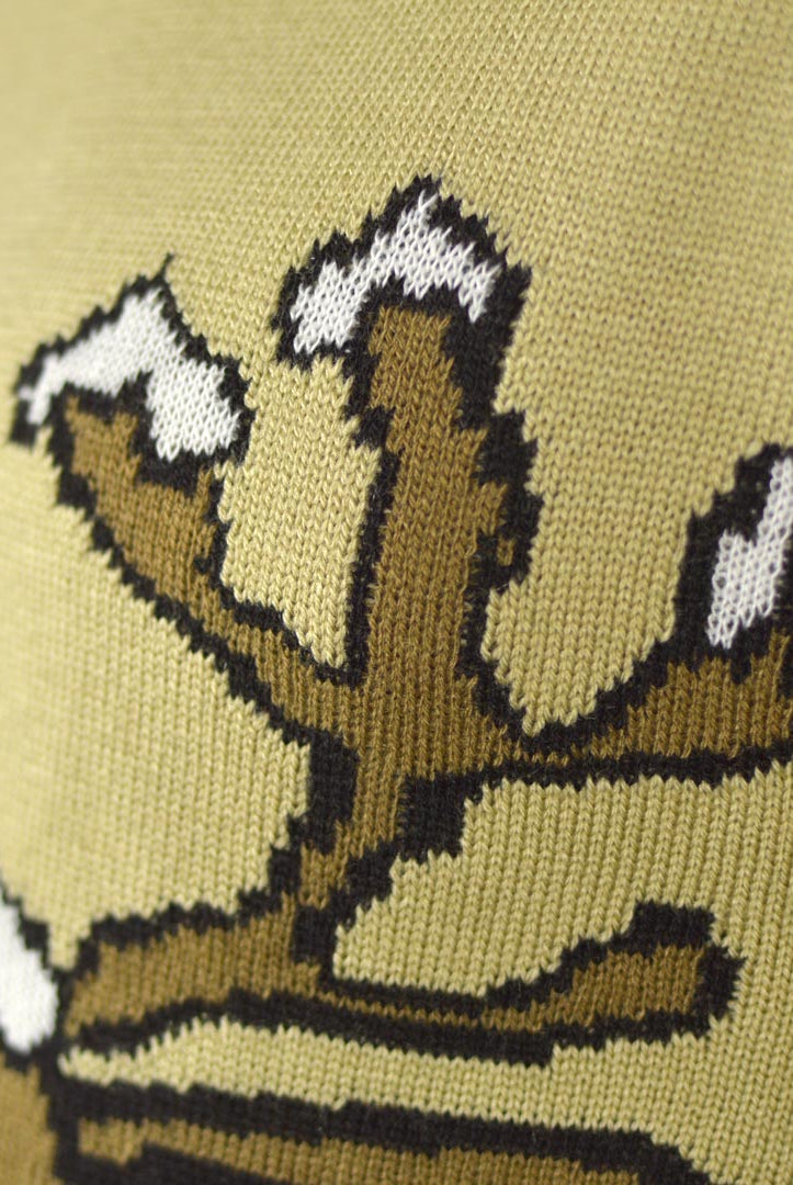 Pull de Noël pour Famille Beige avec Renne Souriant Détail Neige