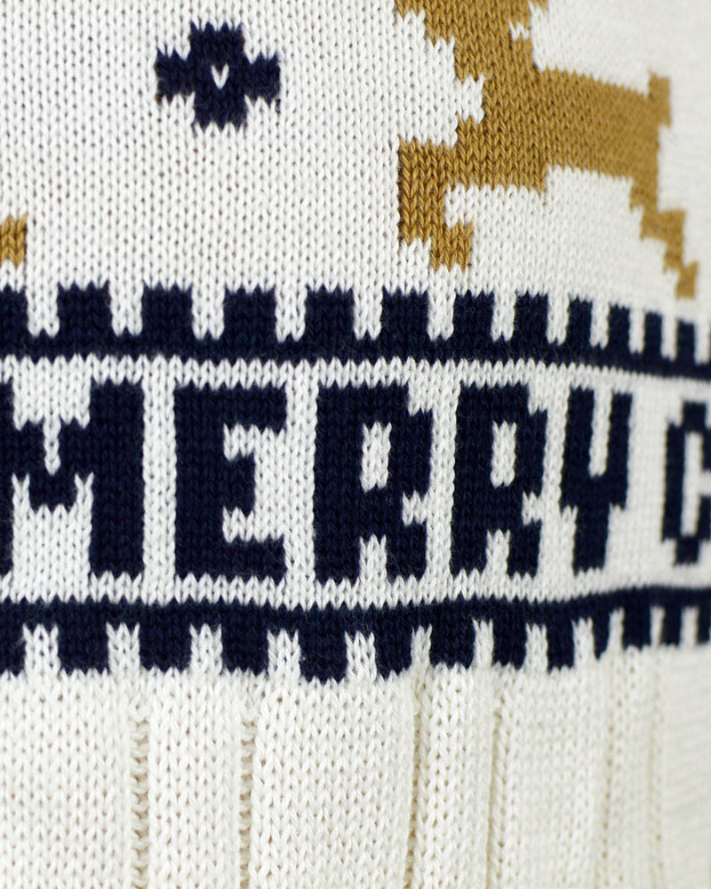 Pull de Noël pour Famille Blanc Élégant avec Rennes Coton Bio Détail