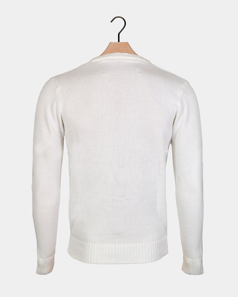 Pull de Noël pour Famille Blanc avec Renne 3D Poilu Dos