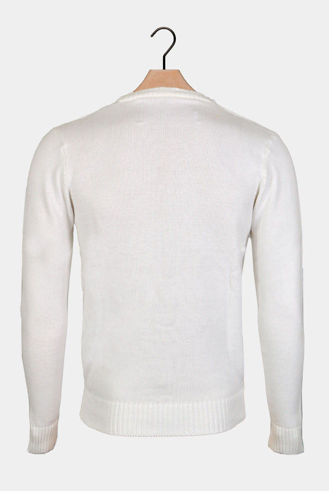 Pull de Noël pour Famille Blanc avec Renne 3D Poilu Dos
