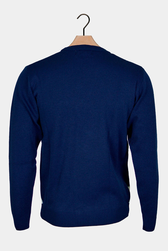 Pull de Noël pour Famille Bleu Marine avec Pingouin Dos