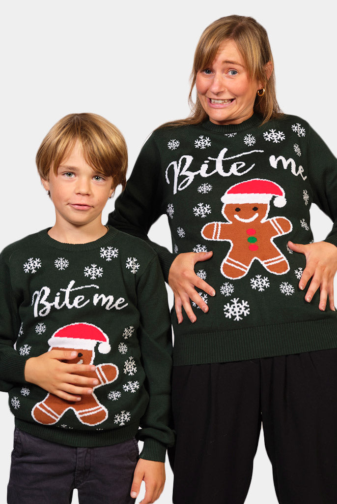 Pull de Noël pour Famille Bonhomme de pain d'épices Homme Garcon et Femme