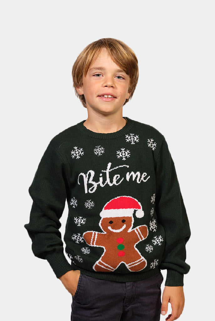 Pull de Noël pour Famille Bonhomme de pain d'épices Garcon