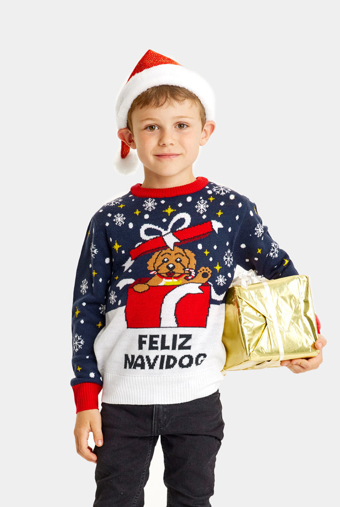 Pull de Noël pour Famille Feliz Navidog Enfant