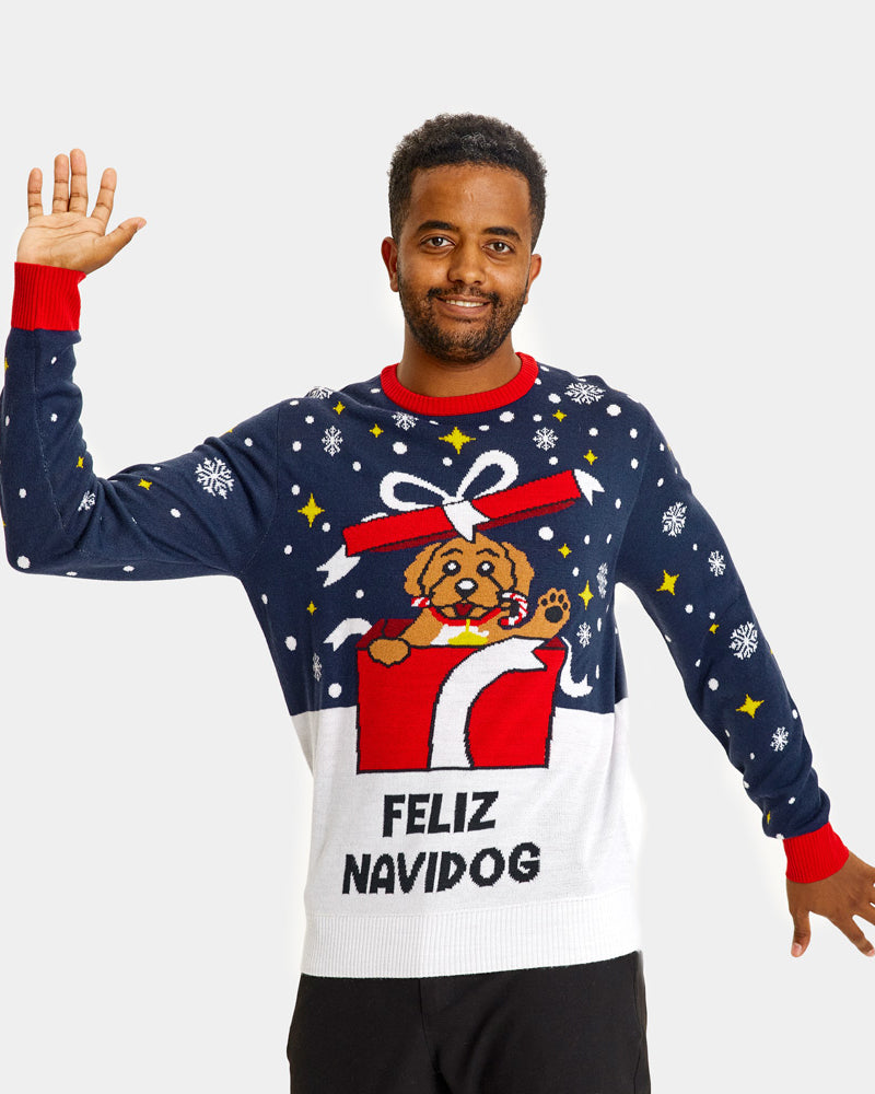 Pull de Noël pour Famille Feliz Navidog Homme
