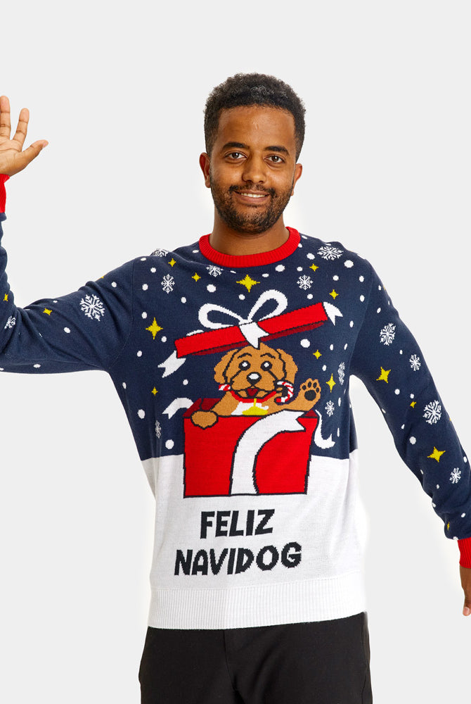 Pull de Noël pour Famille Feliz Navidog Homme