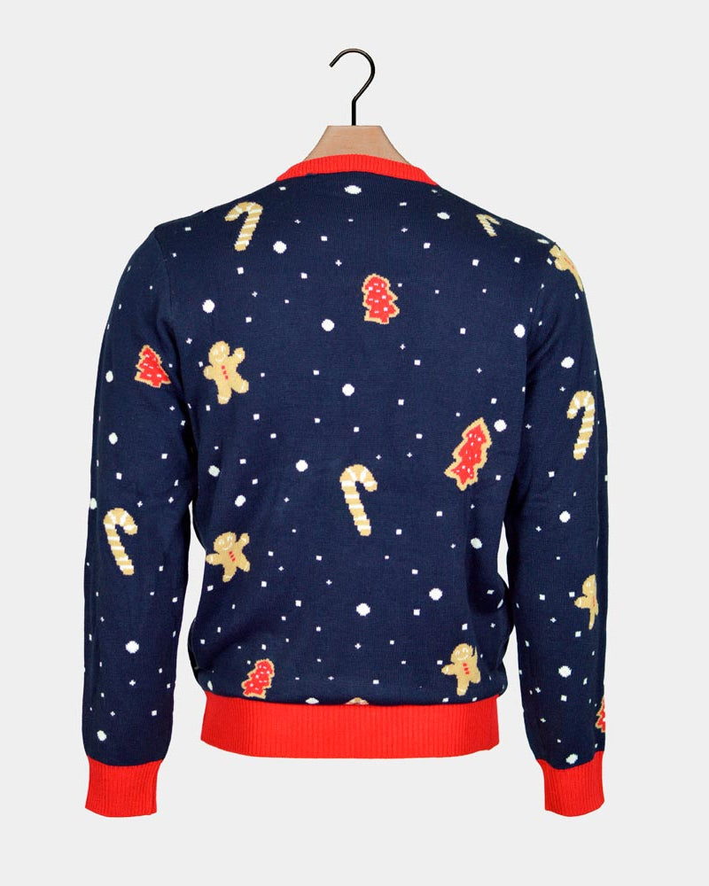 Pull de Noël pour Famille Lumineux LED Bleu Ginger Cookie Dos