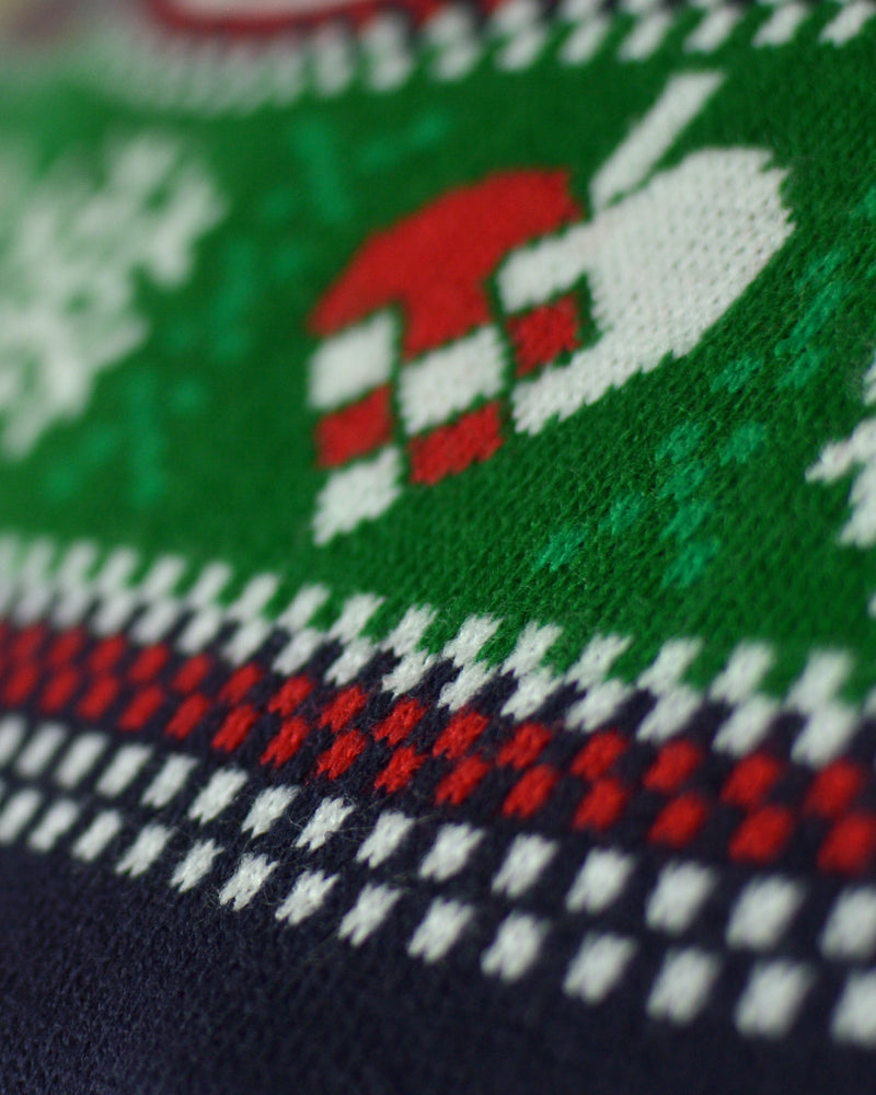Pull de Noël pour Famille Lumineux LED Bleu avec Sapin de Noël Détail