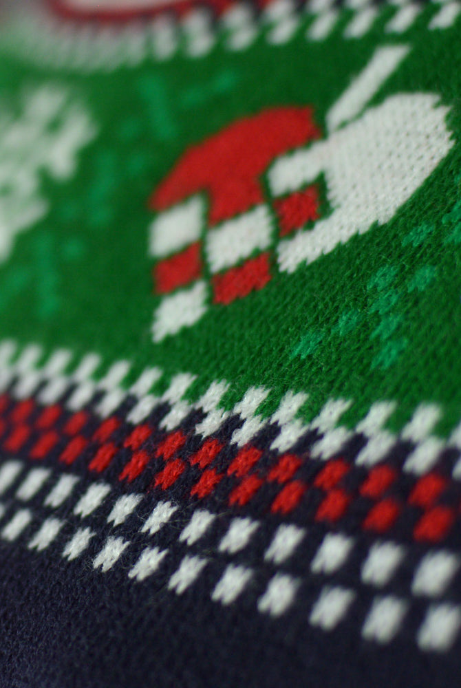 Pull de Noël pour Famille Lumineux LED Bleu avec Sapin de Noël Détail