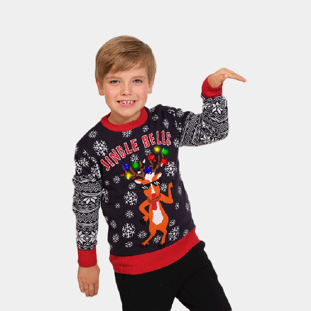 Pull de Noël pour Famille Lumineux LED Jingle Bells 2021 Enfants