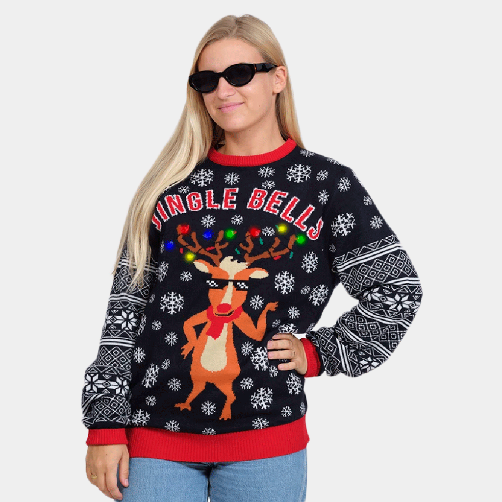Pull de Noël pour Famille Lumineux LED Jingle Bells 2021 femme