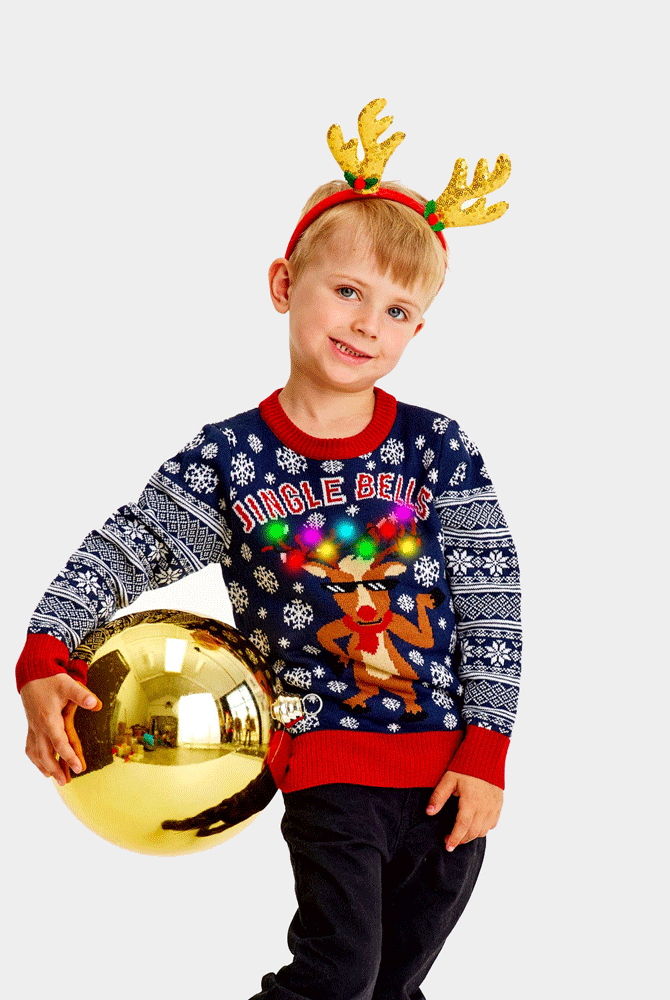 Pull de Noël pour Famille Lumineux LED Jingle Bells enfant