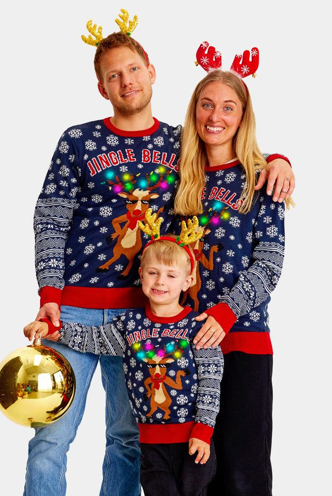 Pull de Noël pour Famille Lumineux LED Jingle Bells