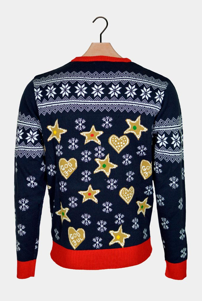 Pull de Noël pour Famille Lumineux LED avec Maison de pain d'épices Dos