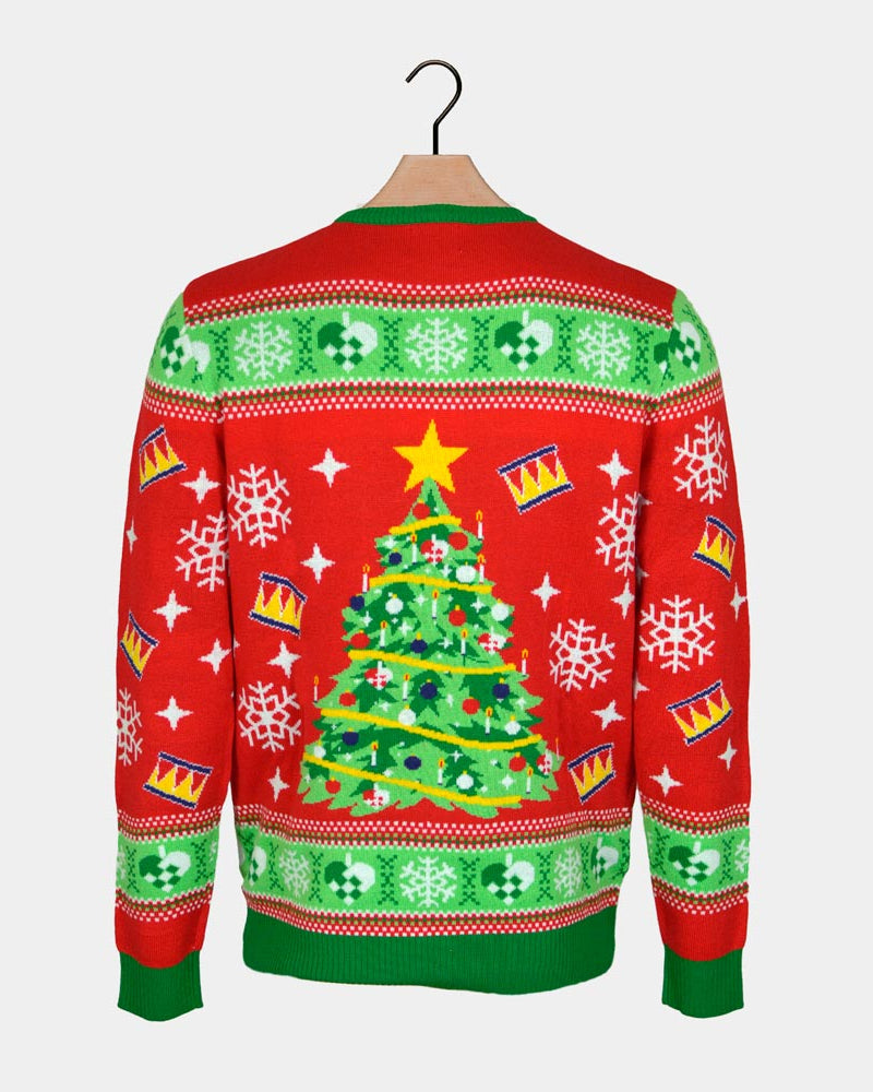 Pull de Noël pour Famille Lumineux LED Rouge avec Sapin de Noël Dos