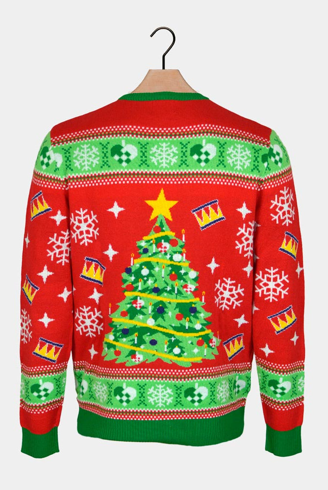 Pull de Noël pour Famille Lumineux LED Rouge avec Sapin de Noël Dos