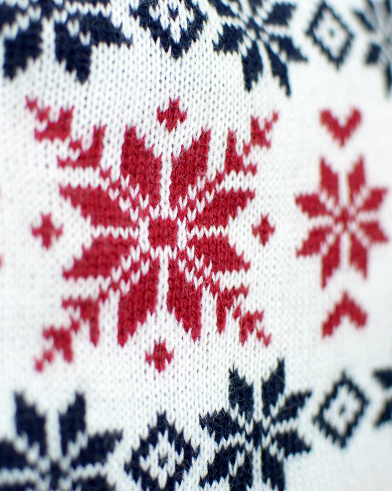 Pull de Noël pour Famille Noël et Renne Souriants Détail Neige