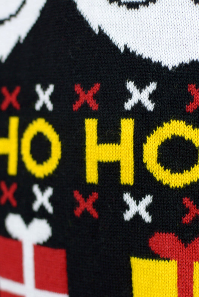 detail Coton Bio Pull de Noël pour Famille Père Noël, Cadeaux et Bonhommes de Neige
